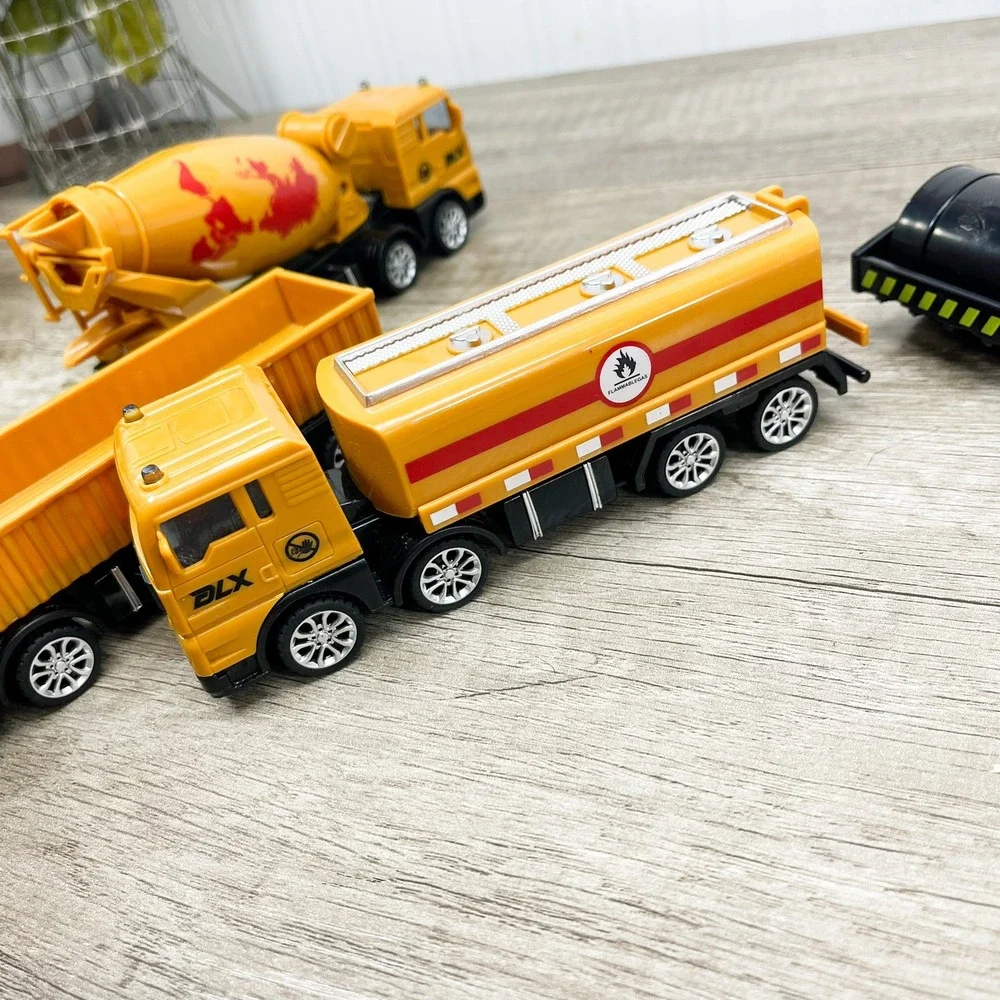 Cobid Box Yellow Construction Vehicle Toy Set Cement Mixer Tanker Roller 4pc